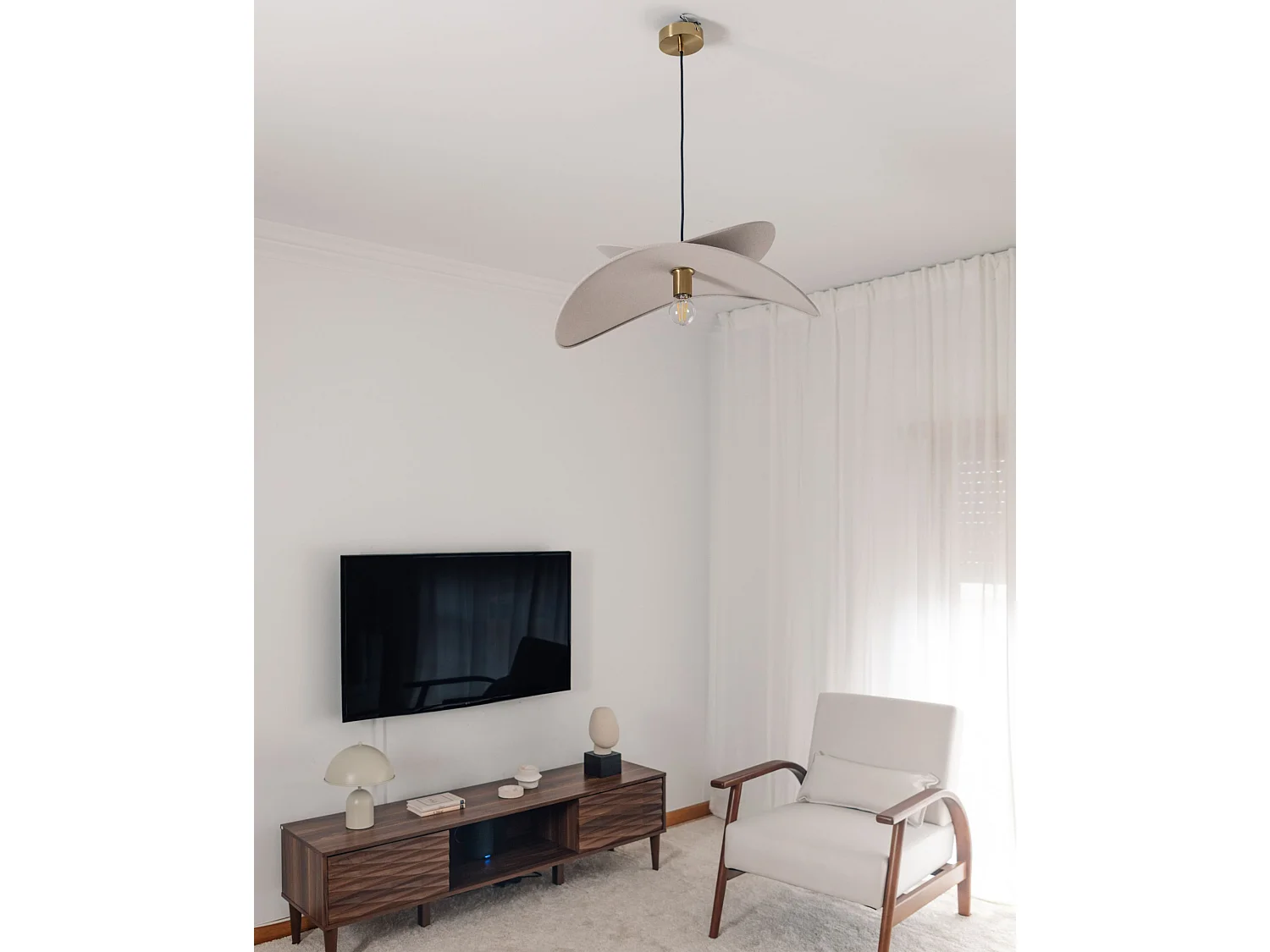 Lampe suspension MASCOTA Lin synthétique Gris clair