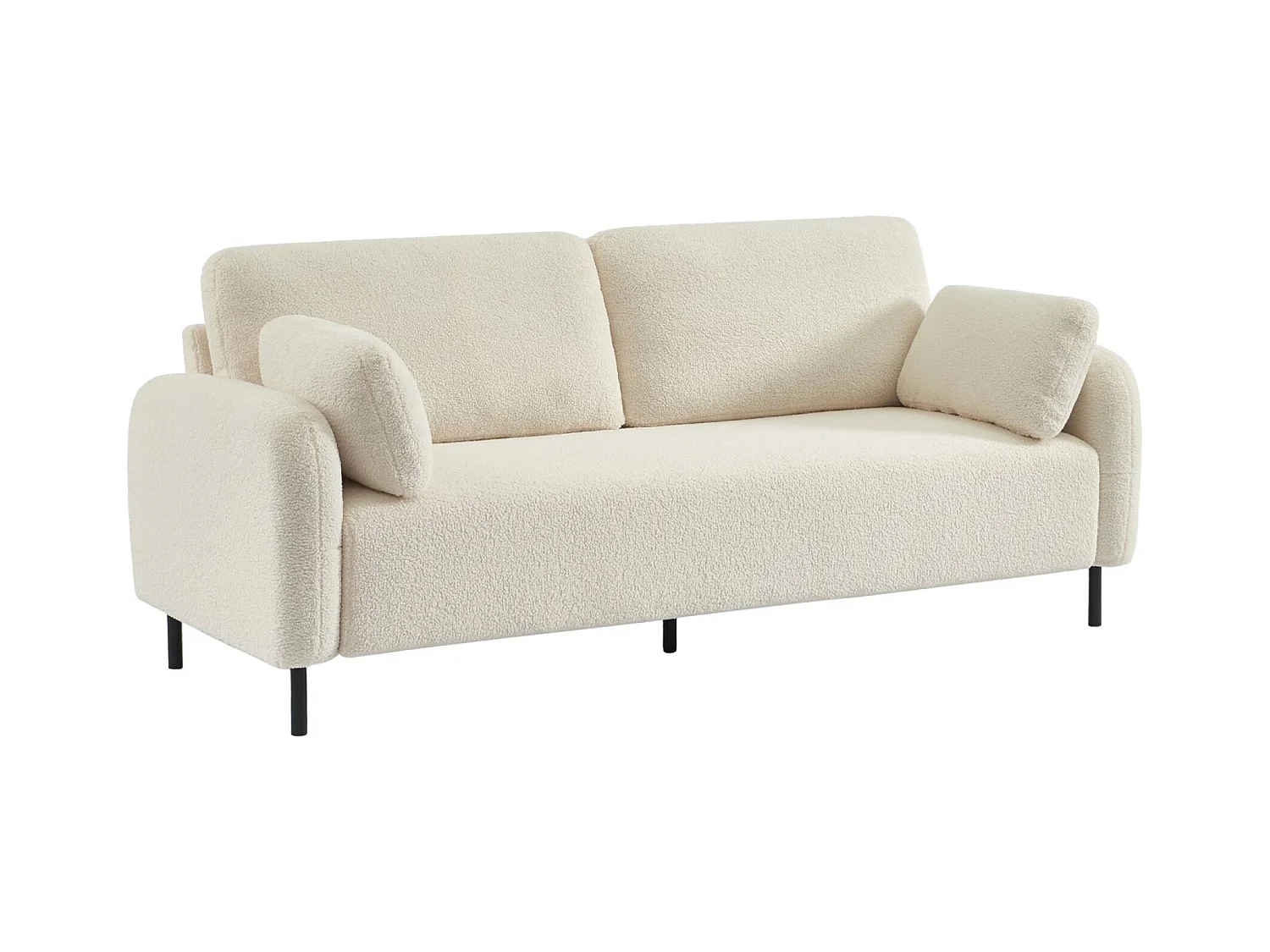 Divano 3 posti bouclé e struttura metallica, crema