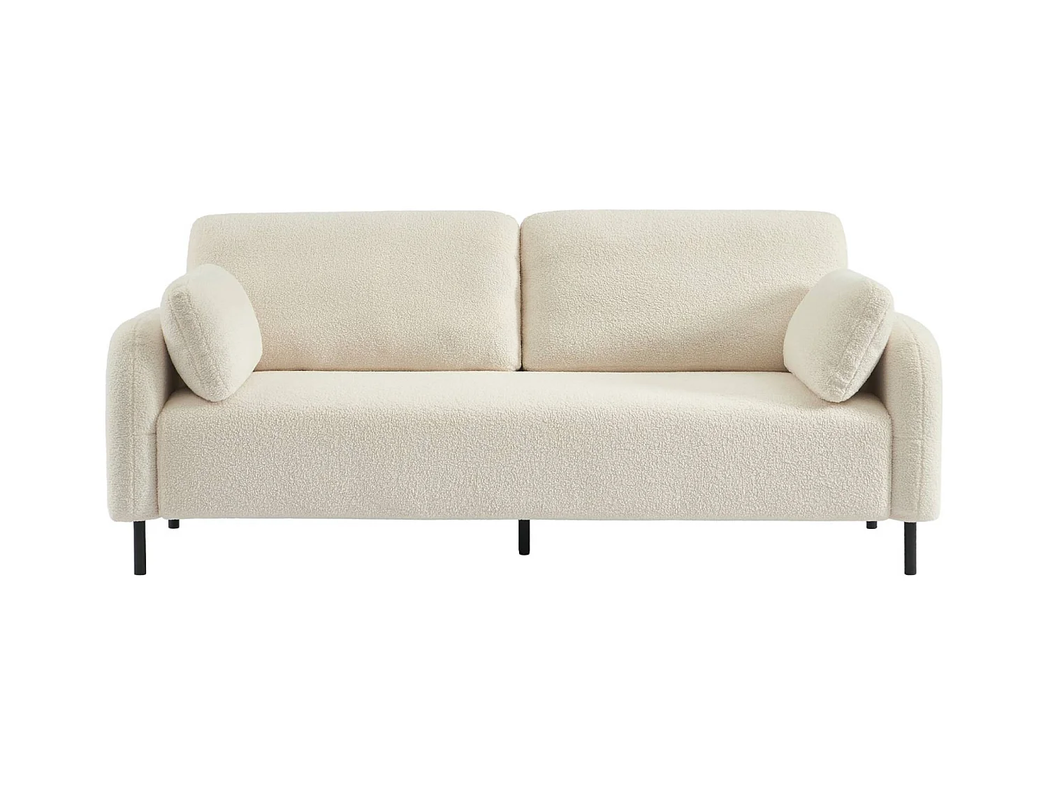 Divano 3 posti bouclé e struttura metallica, crema