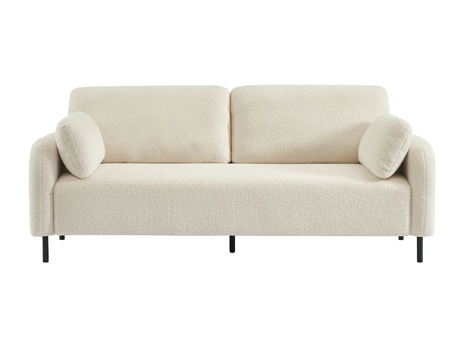 Canapé 3 places eucalyptus. bouclette crème et piétement métal Teddy