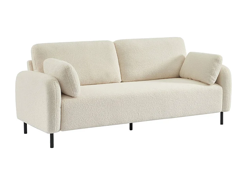 Canapé 3 places eucalyptus. bouclette crème et piétement métal Teddy