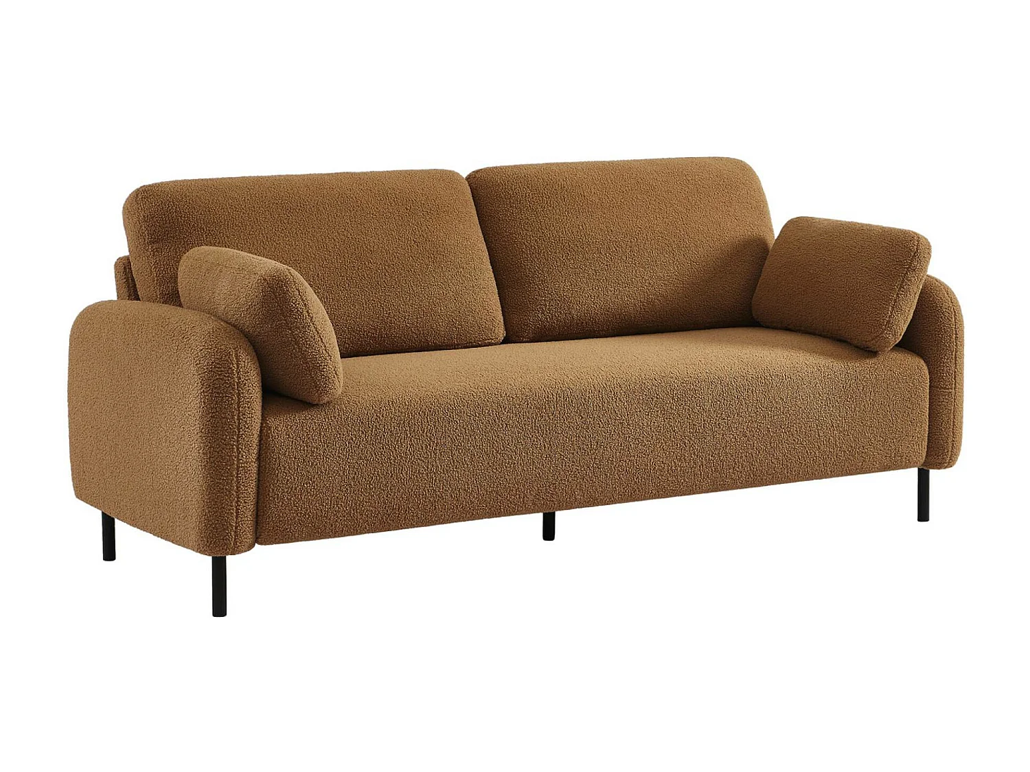 Divano 3 posti bouclé e struttura metallica, beige scuro