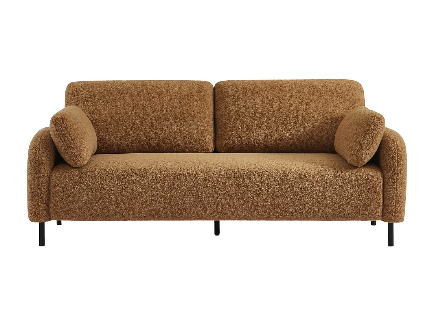 Divano 3 posti bouclé e struttura metallica, beige scuro