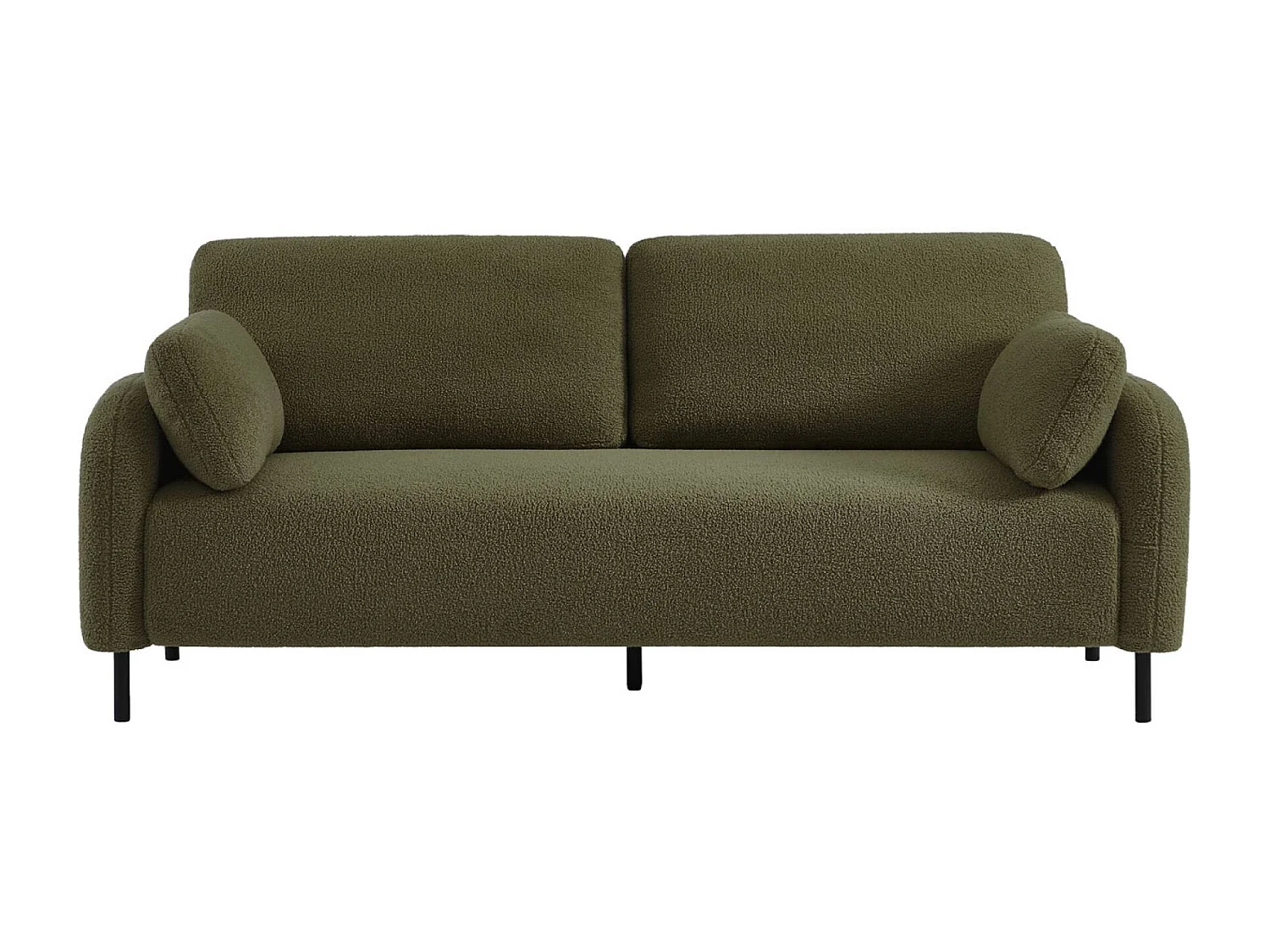 Canapé 3 places eucalyptus. bouclette kaki et piétement métal Teddy