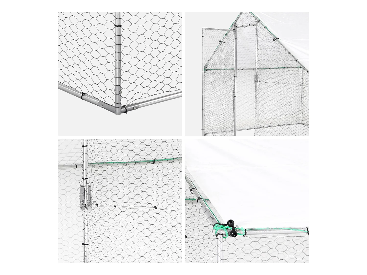 Recinto para gallinero y voladero de acero galvanizado gris et vert