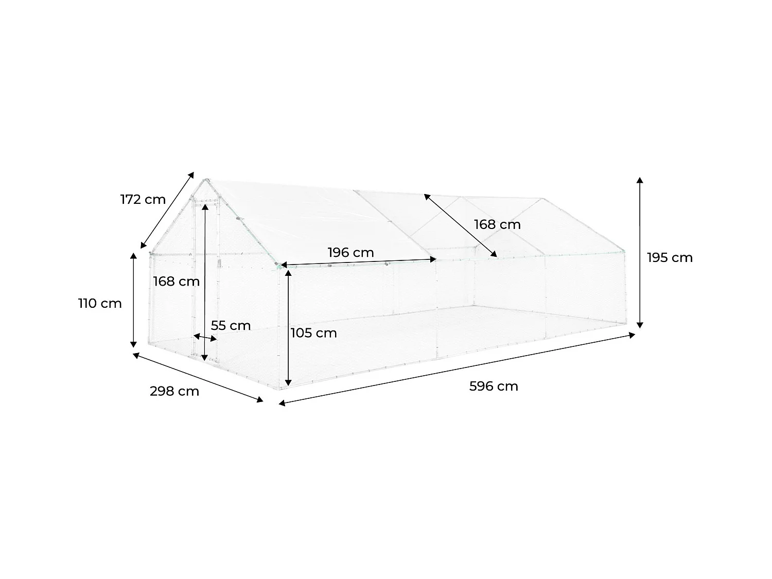 Recinto para gallinero y voladero de acero galvanizado gris et vert