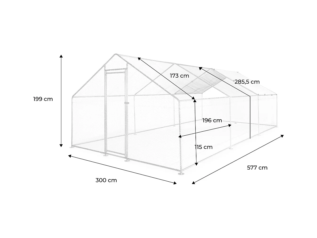 Recinto para gallinero y voladero de acero galvanizado gris et vert