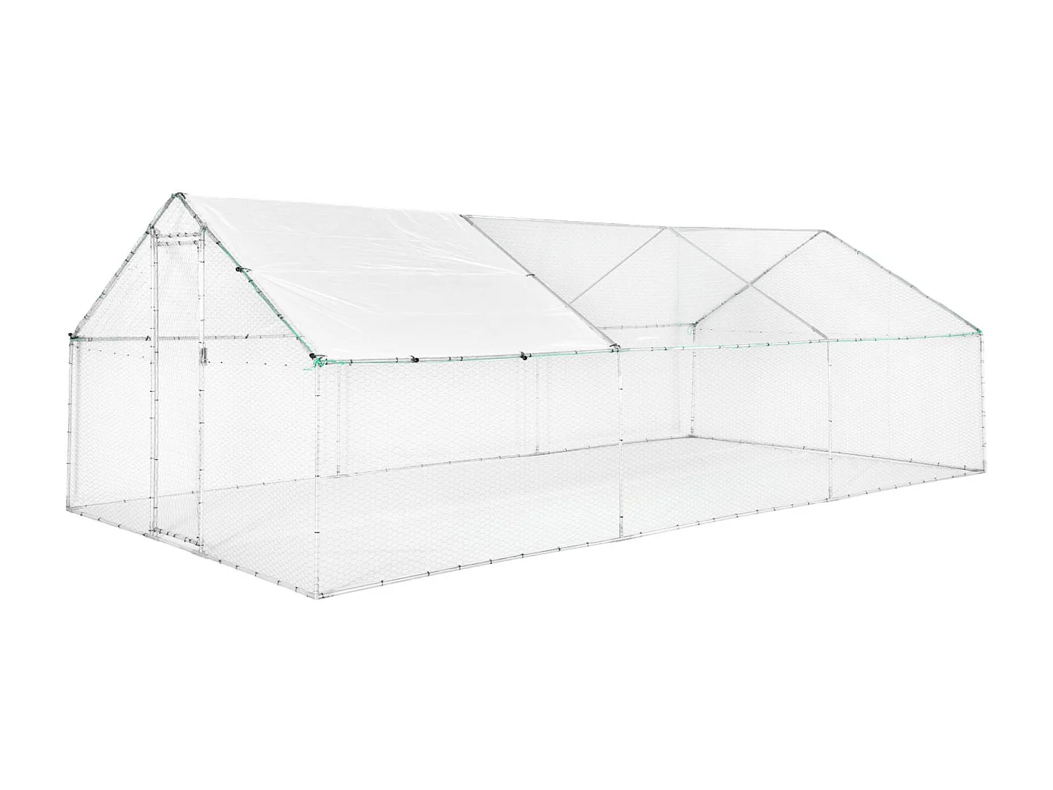 Enclos pour poulailler et volière 18m² acier galvanisé gris et vert. plusieurs dimensions - Babette