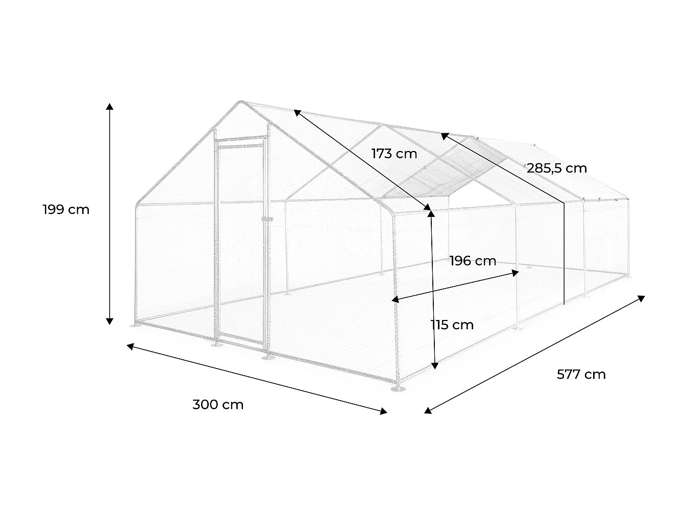 Enclos pour poulailler et volière 18m² acier galvanisé gris et vert. plusieurs dimensions - Babette