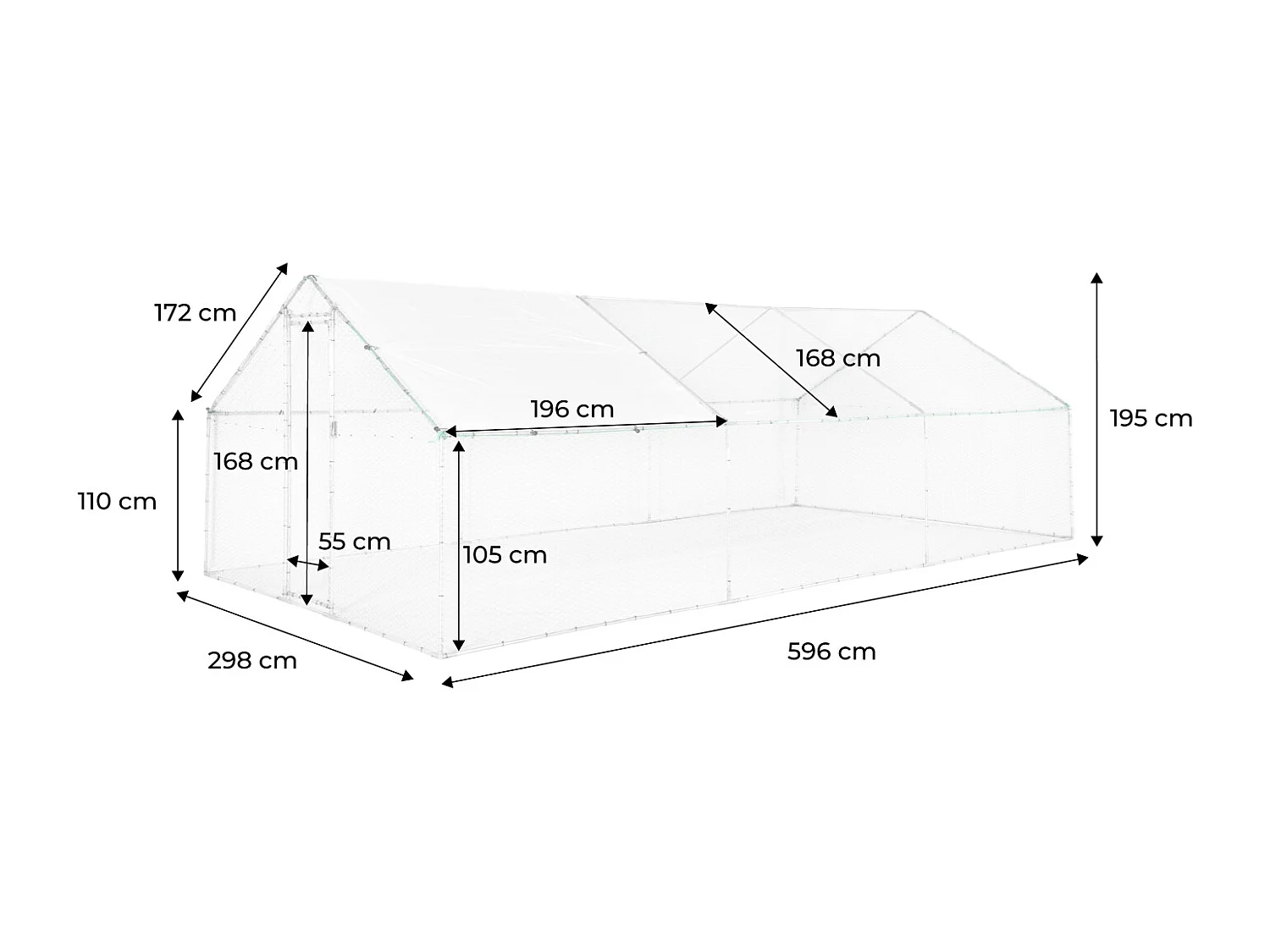Enclos pour poulailler et volière 18m² acier galvanisé gris et vert. plusieurs dimensions - Babette