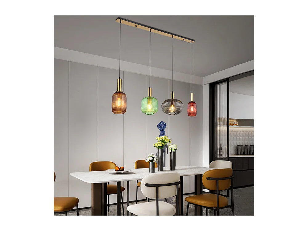 Lustre en verre, d115 cm xh130cm, multicolore