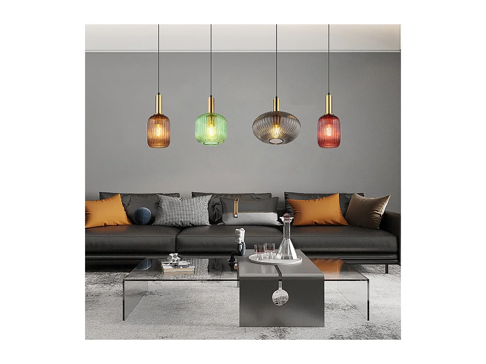 Lustre en verre, d115 cm xh130cm, multicolore