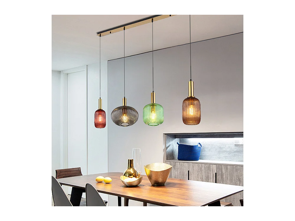 Lustre en verre, d115 cm xh130cm, multicolore