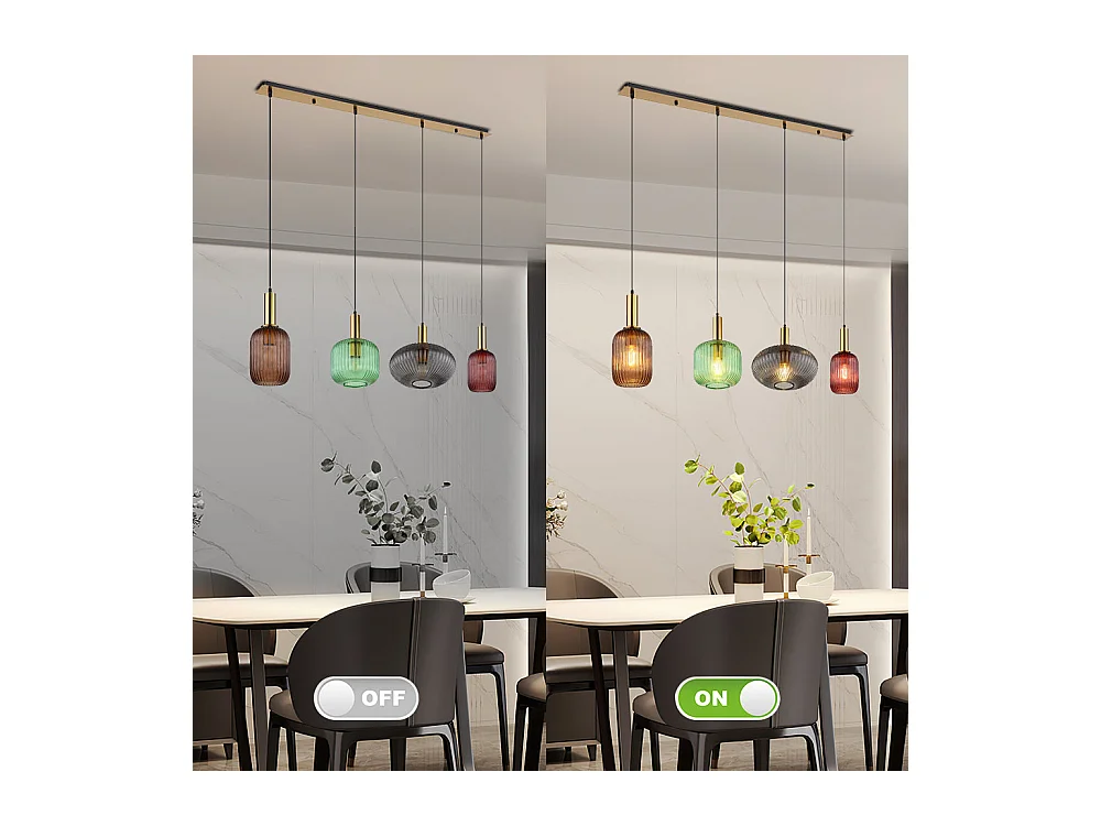 Lustre en verre, d115 cm xh130cm, multicolore