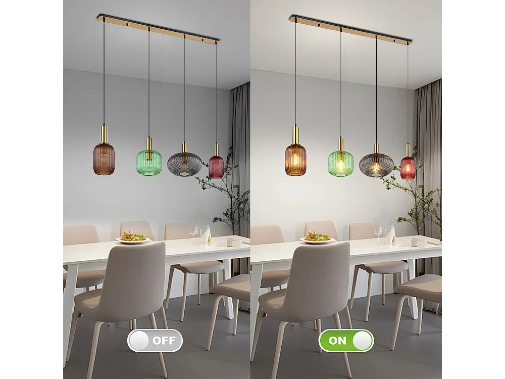 Lustre en verre, d115 cm xh130cm, multicolore