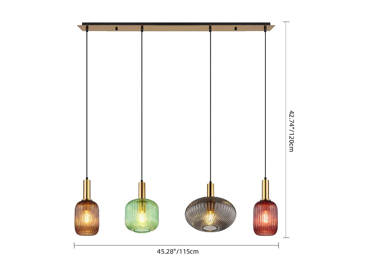 Lustre en verre, d115 cm xh130cm, multicolore