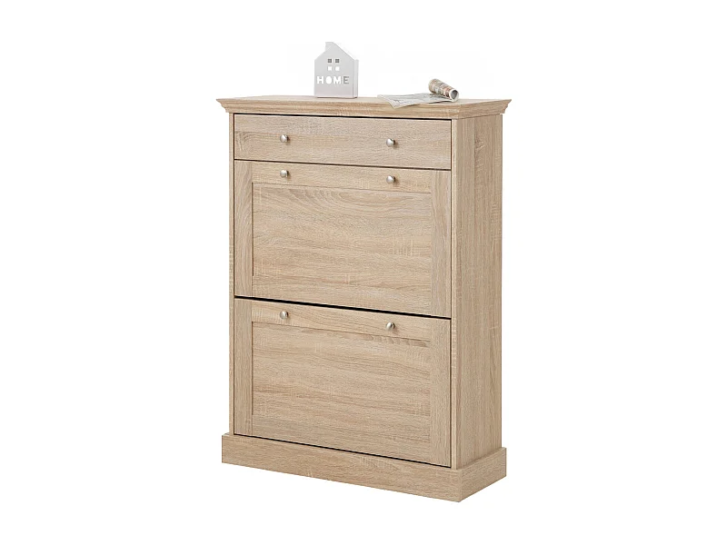 Binz | Schoenenkast met 2 kleppen en 1 lade in Eik