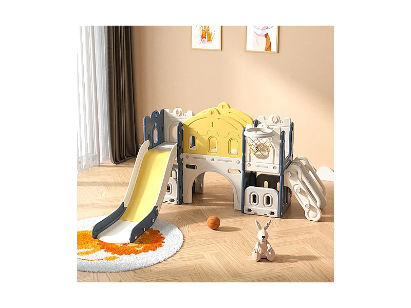 Castillo infantil, tobogán y parque infantil 6 en 1, fabricado en HDPE de alta densidad