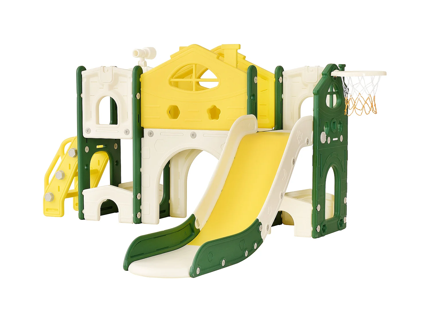 toboggan d'escalade pour enfants, toboggan 7 en 1, jeux d'escalade, de forage, allée de jeu, support de basket-ball