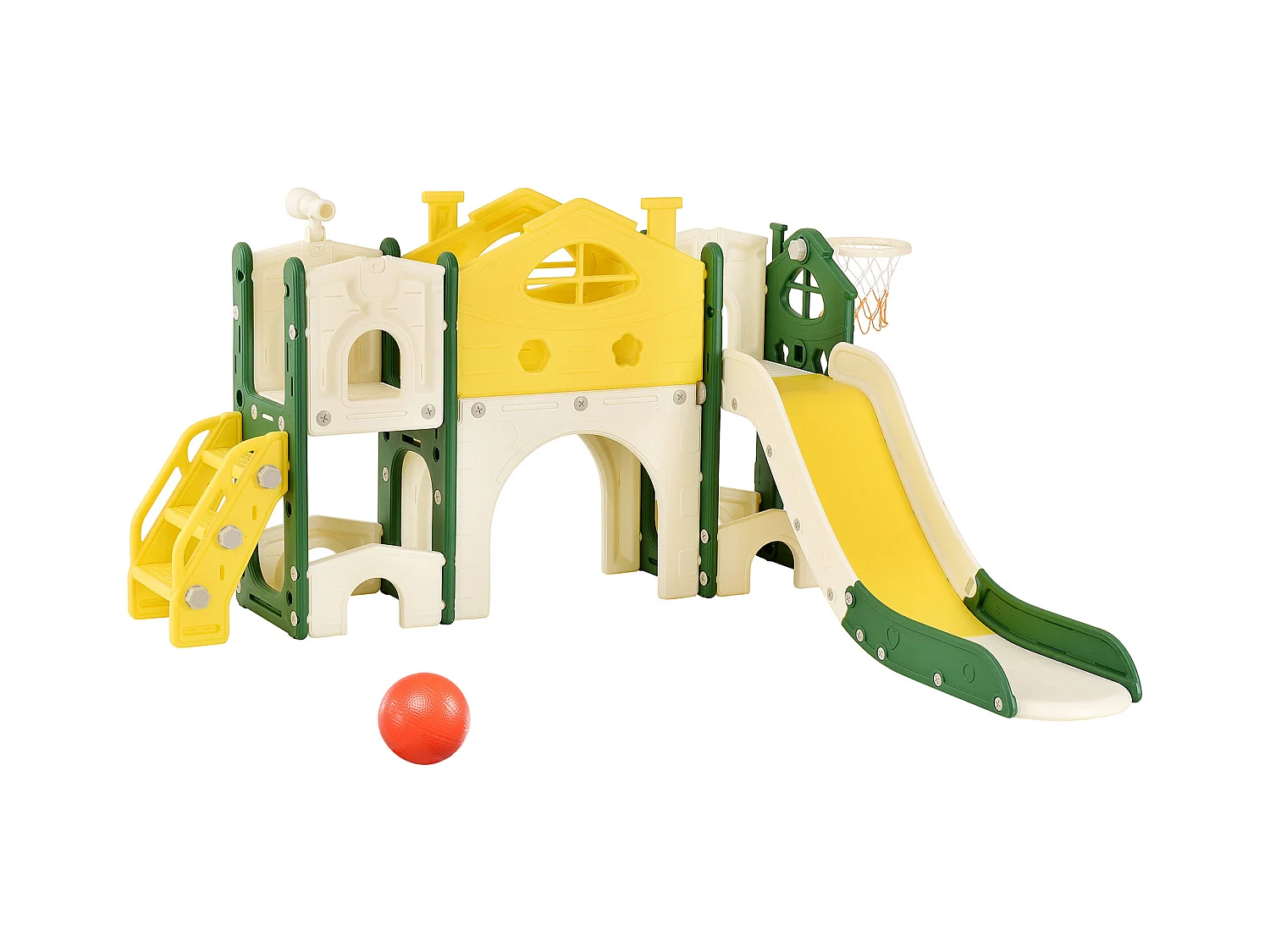 toboggan d'escalade pour enfants, toboggan 7 en 1, jeux d'escalade, de forage, allée de jeu, support de basket-ball