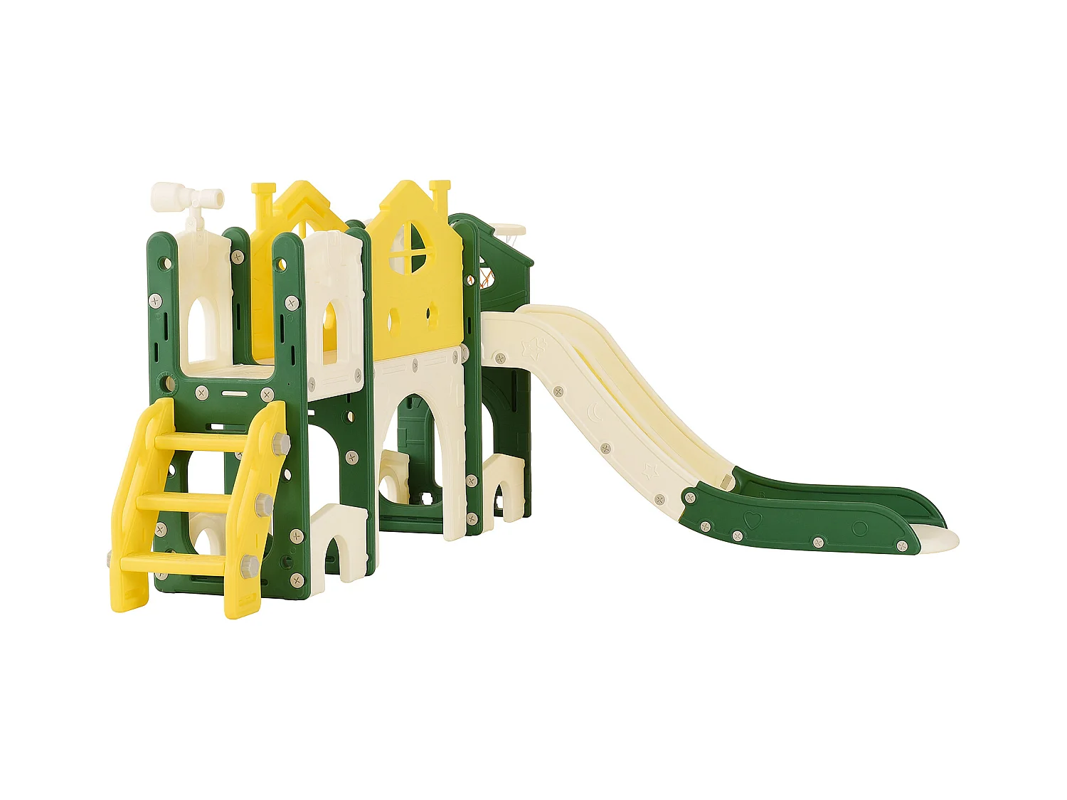 toboggan d'escalade pour enfants, toboggan 7 en 1, jeux d'escalade, de forage, allée de jeu, support de basket-ball