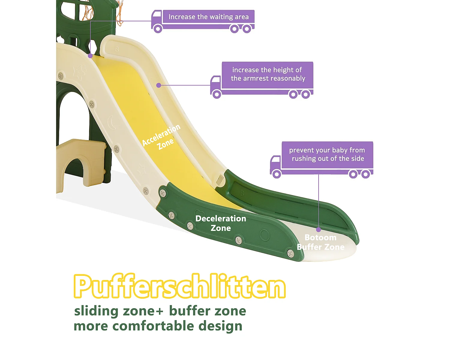 Scivolo per bambini, scivolo 7 in 1, giochi di arrampicata, foratura, percorso gioco, canestro da basket