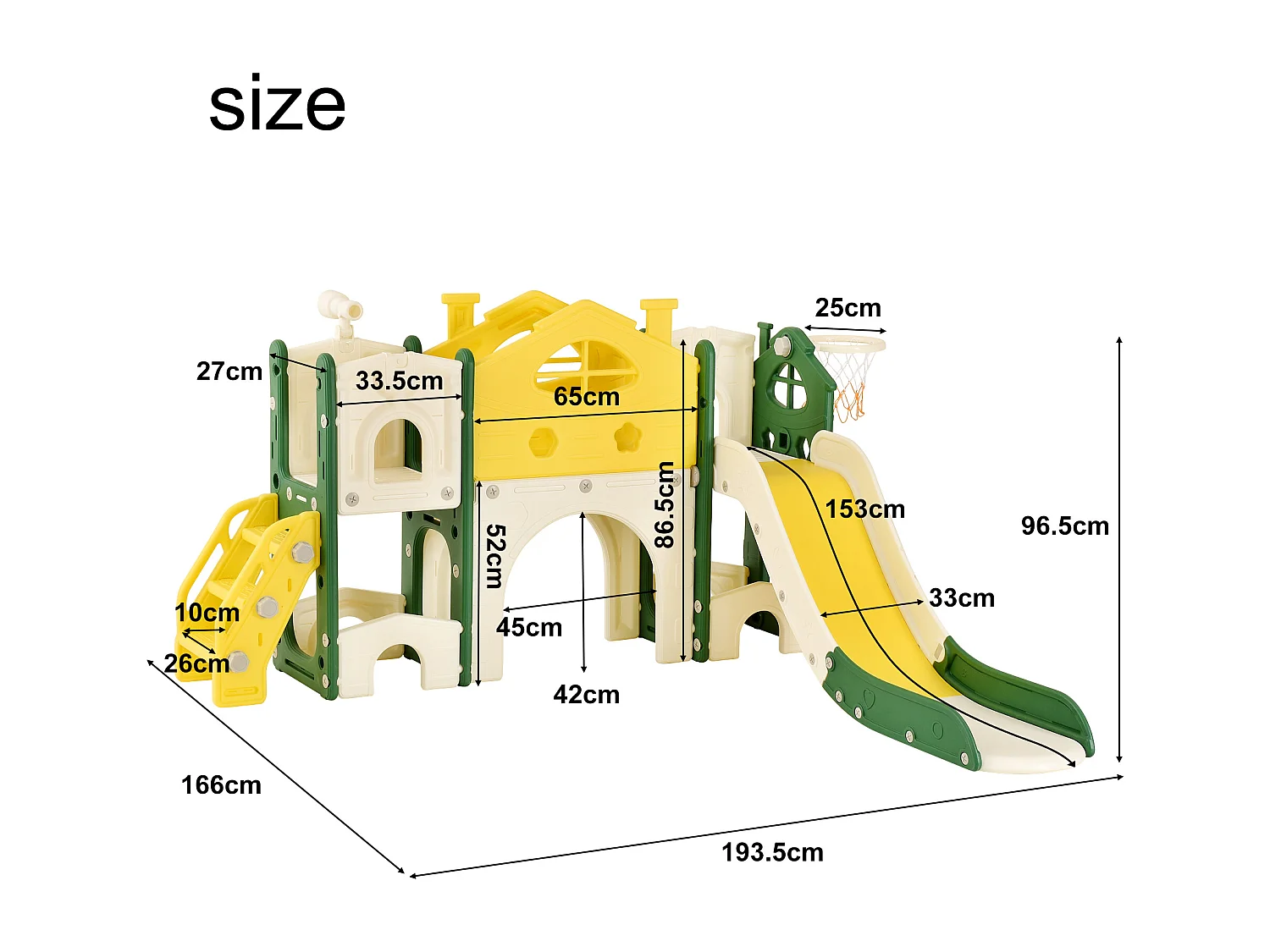 Scivolo per bambini, scivolo 7 in 1, giochi di arrampicata, foratura, percorso gioco, canestro da basket