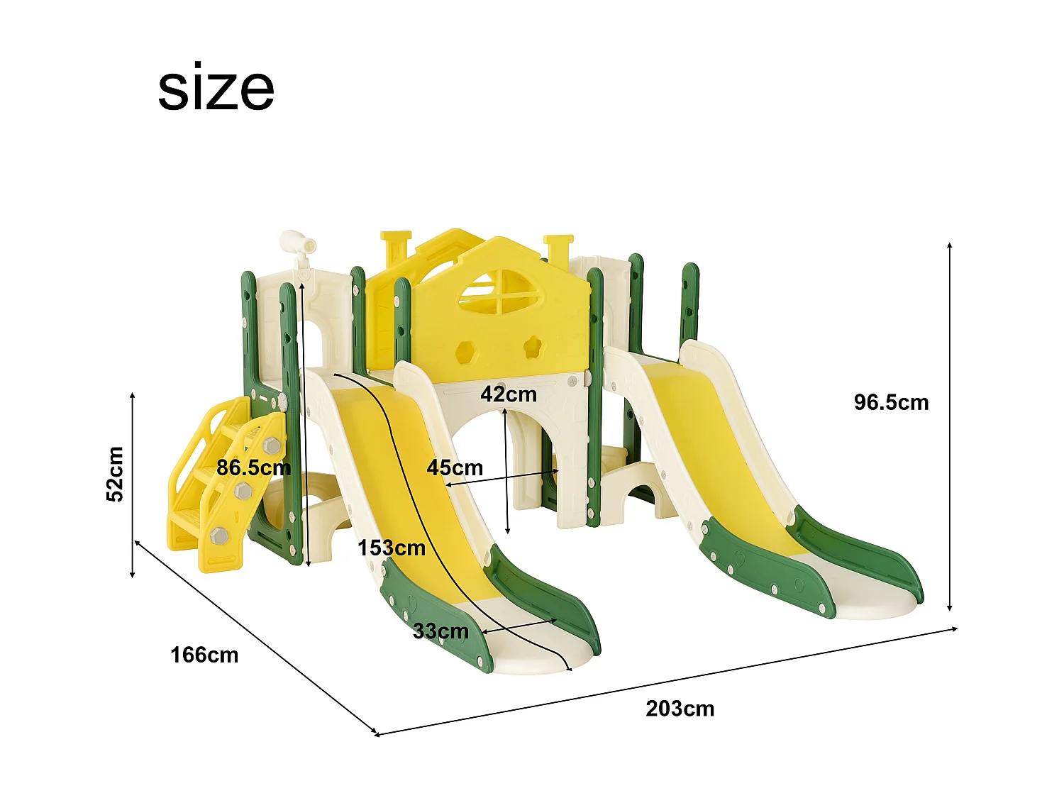 Scivolo per bambini, parco giochi 7 in 1, torre di gioco divertente con scala di arrampicata, due scivoli, telescopio e altro ancora