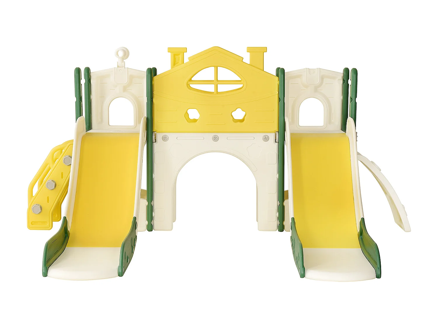 Scivolo per bambini, parco giochi 7 in 1, torre di gioco divertente con scala di arrampicata, due scivoli, telescopio e altro ancora