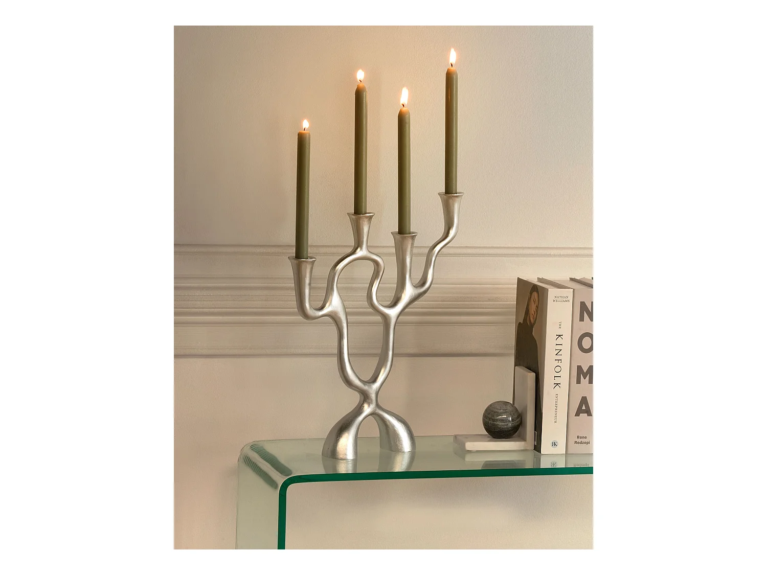 Kaarshouder FAMOES Metaal 41 cm Zilver