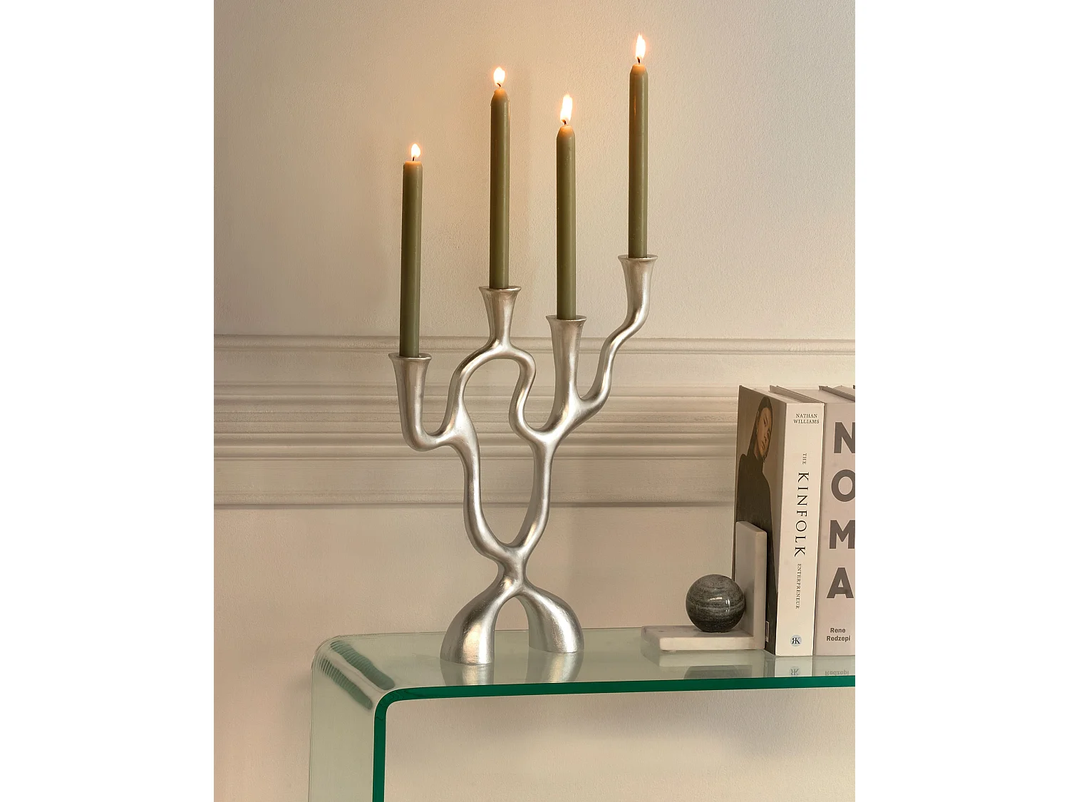 Kerzenständer FAMOES Metall 41 cm Silber