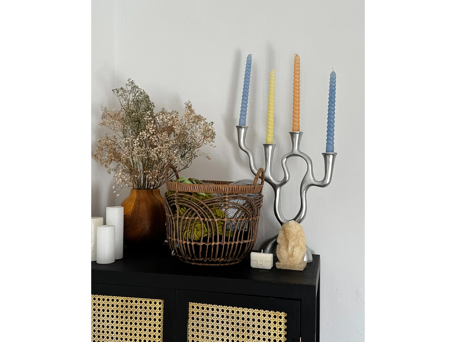 Bougeoir FAMOES Métal 41 cm Argenté