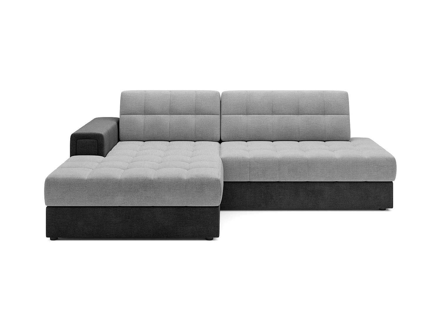 Canapé d'angle KELLY velours - Rangement et convertible-Gris foncé/Gris-Méridienne A gauche