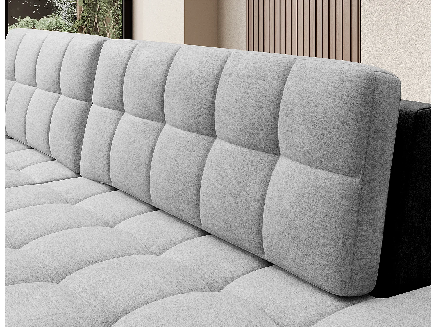 Canapé d'angle KELLY velours - Rangement et convertible-Gris foncé/Gris-Méridienne A gauche