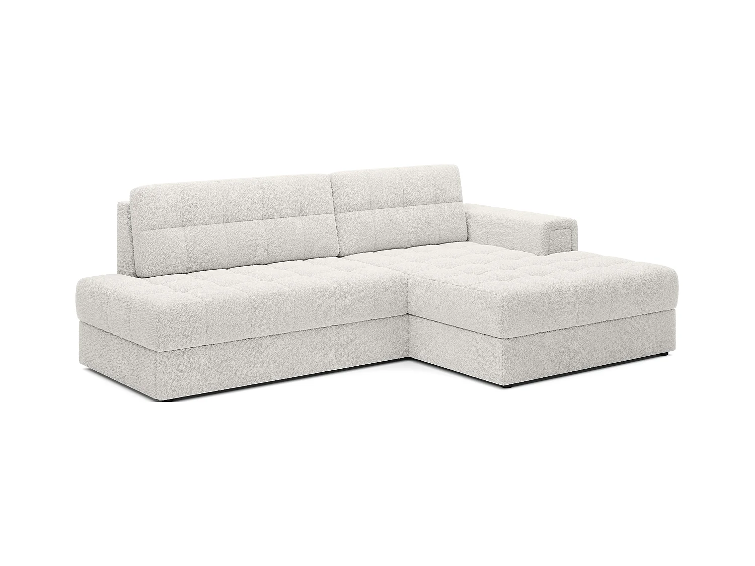 Canapé d'angle KELLY tissu bouclette - Rangement et convertible-Blanc-Méridienne A droite