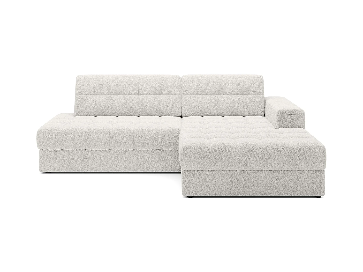 Canapé d'angle KELLY tissu bouclette - Rangement et convertible-Blanc-Méridienne A droite