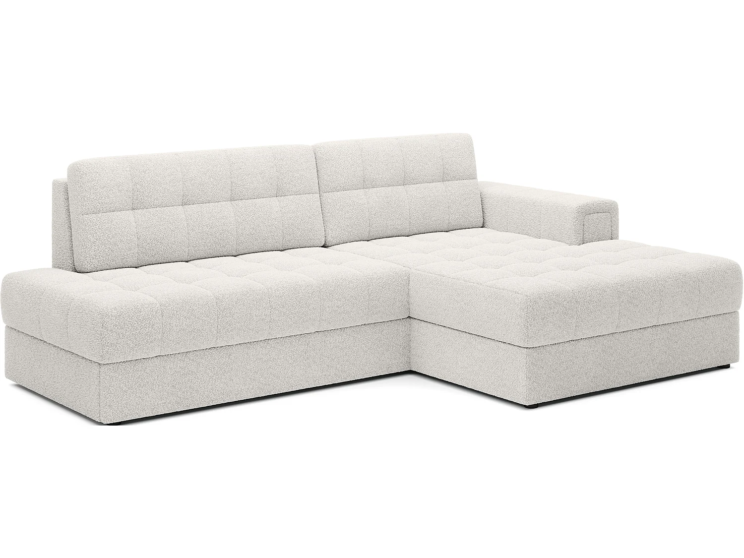 Canapé d'angle convertible 3 places avec rangement en tissu bouclette blanc