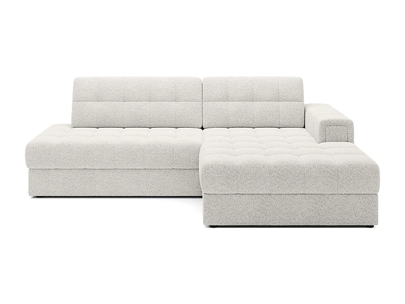 Canapé d'angle KELLY tissu bouclette - Rangement et convertible-Blanc-Méridienne A droite