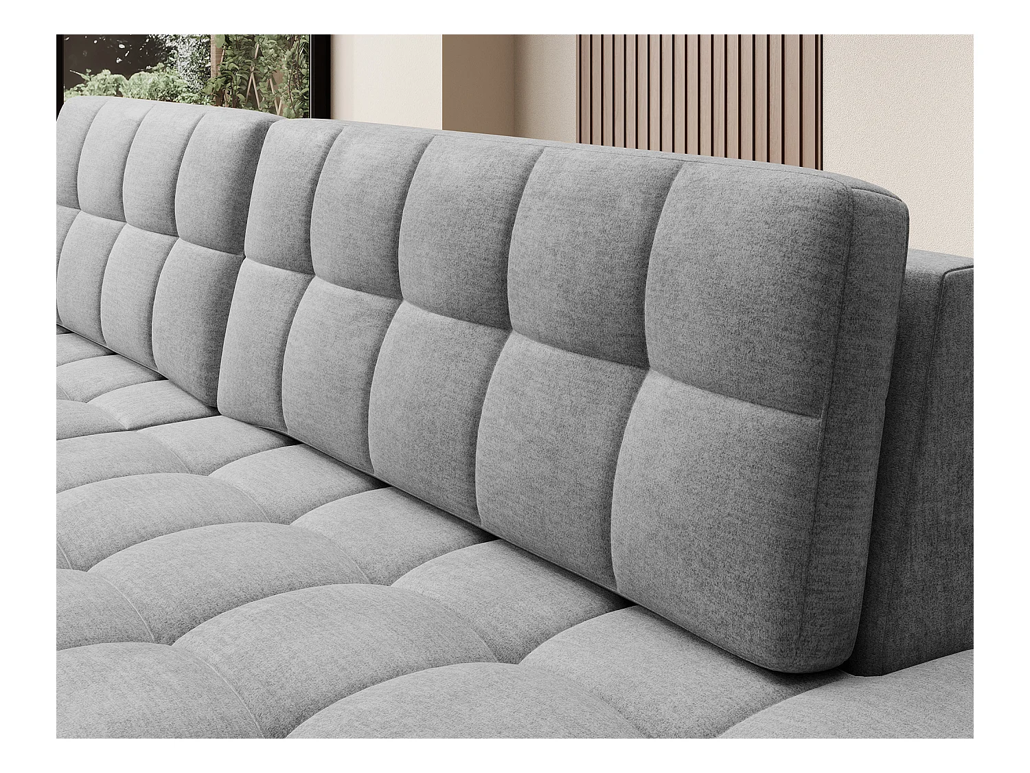 Canapé d'angle KELLY velours - Rangement et convertible-Gris clair-Méridienne A gauche