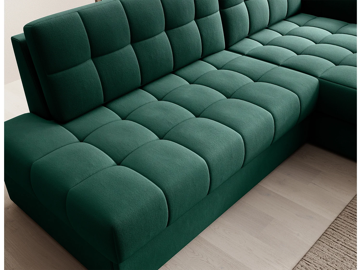 Divano angolare Mila R/rivestimento in tessuto/Verde