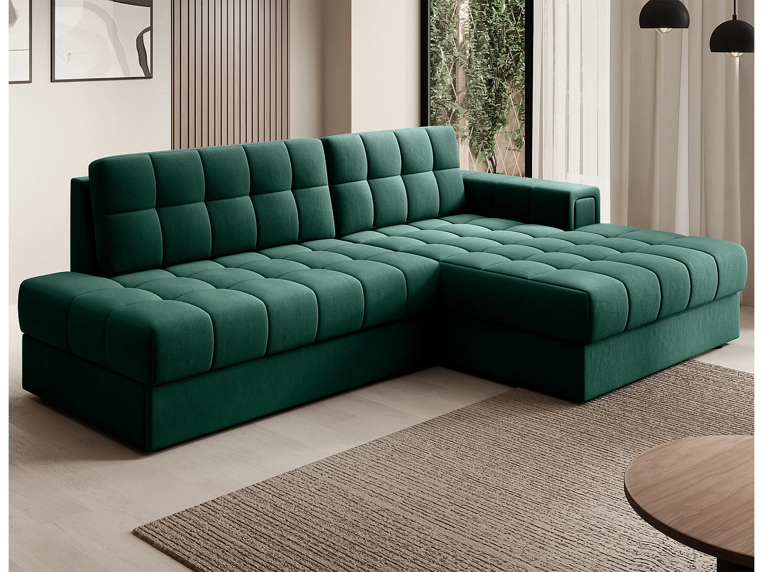 Canapé d'angle Mila R/revêtement en tissu/Vert