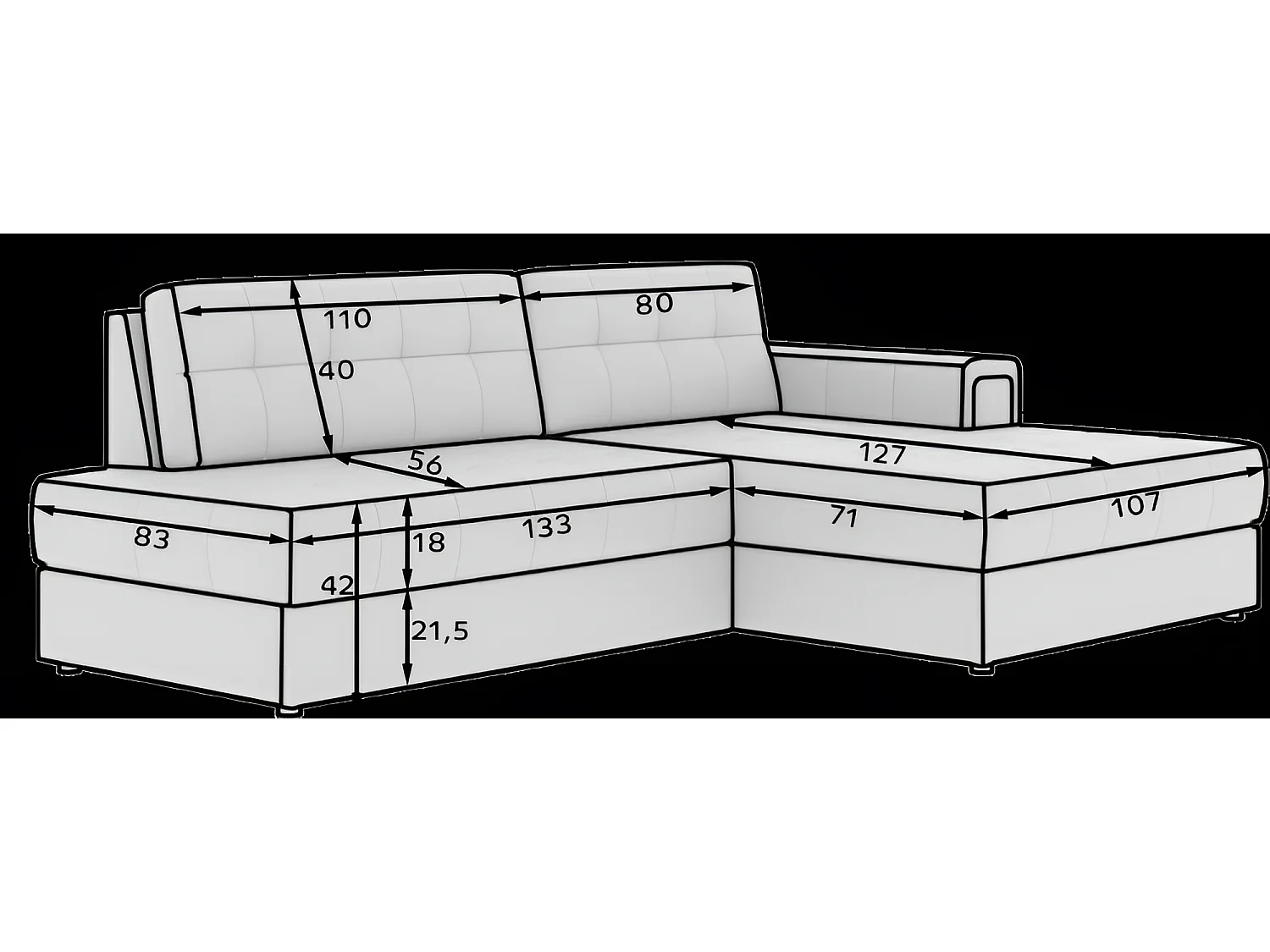 Canapé d'angle Mila R/revêtement en tissu/Vert