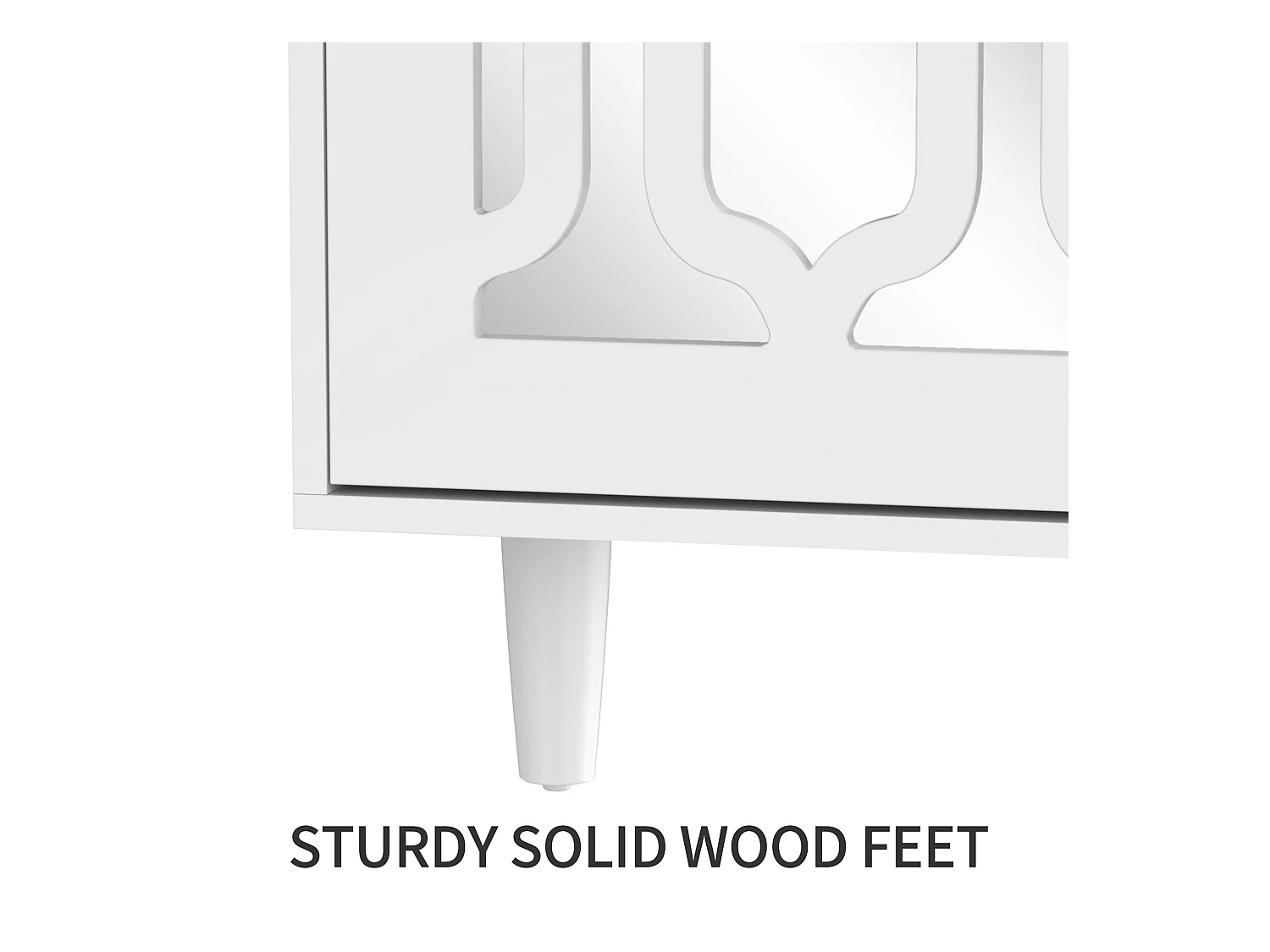 URBAN MEUBLE Buffet blanc design 4 tiroirs 2 portes miroir motif géométrique et poignées en cristal froid&nbsp; 147*40*102cm