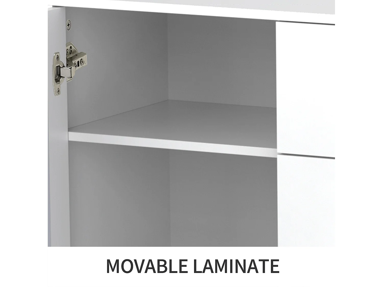 URBAN MEUBLE Buffet blanc design 4 tiroirs 2 portes miroir motif géométrique et poignées en cristal froid&nbsp; 147*40*102cm