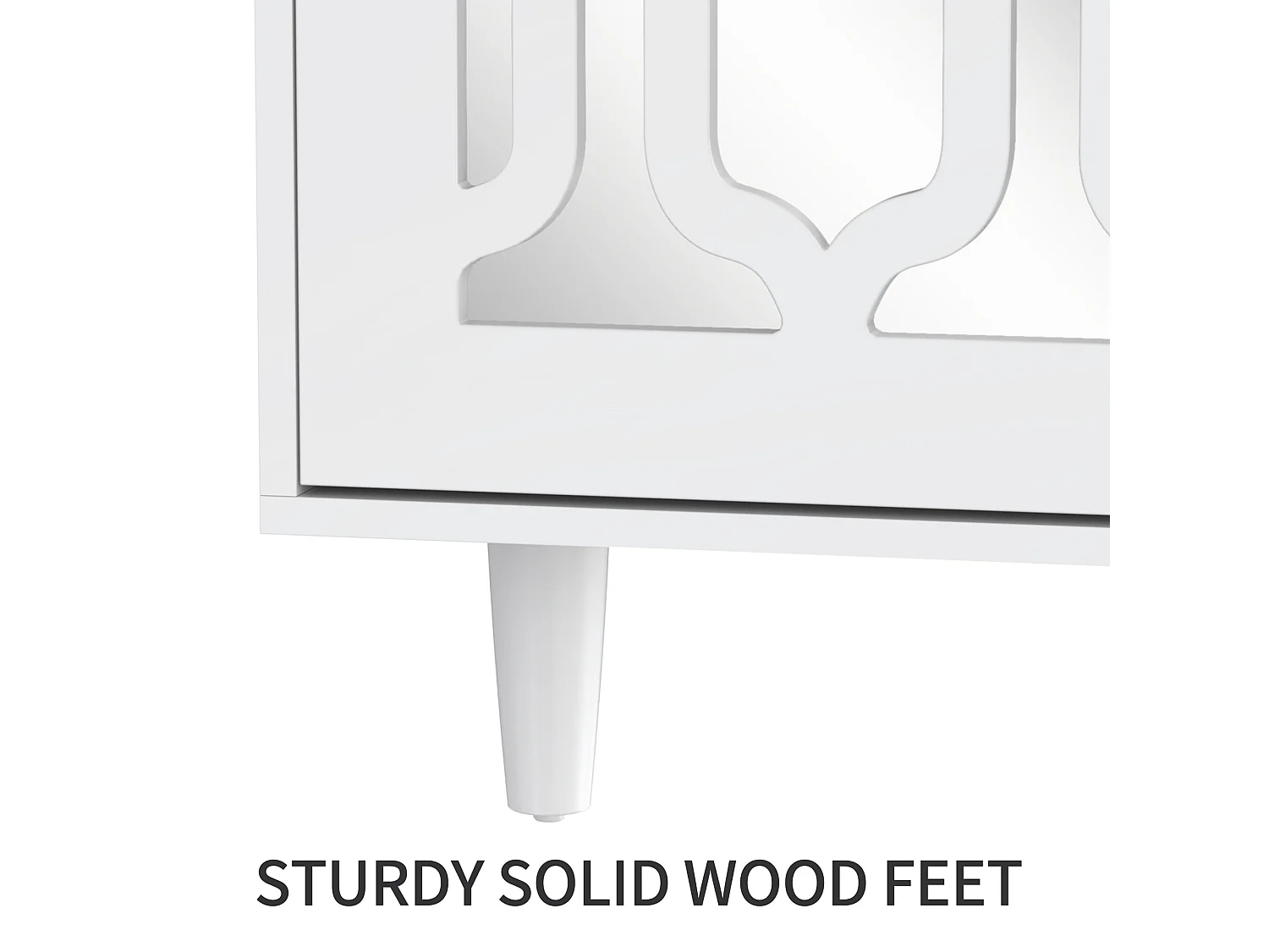 URBAN MEUBLE Buffet blanc design 4 tiroirs 2 portes miroir motif géométrique et poignées en cristal froid&nbsp; 147*40*102cm