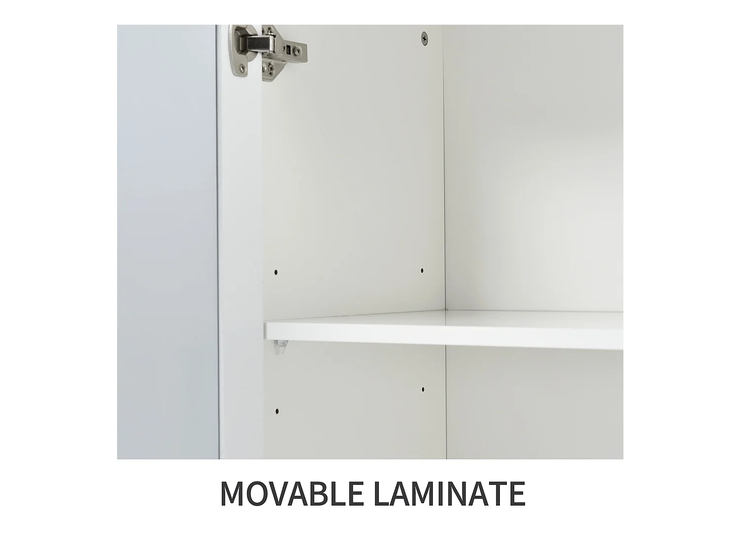 URBAN MEUBLE Buffet blanc design 4 portes miroir motif géométrique et poignées en cristal froid 160*40*84cm