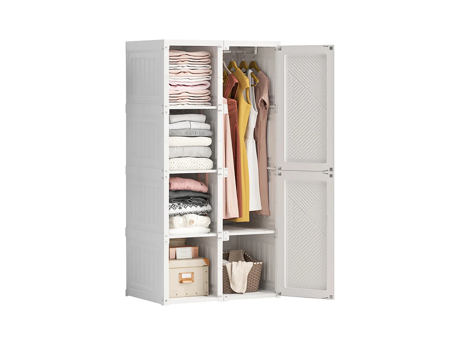 Casier gain de place, 6 compartiments, 69*136cm, Matériau PP,blanc