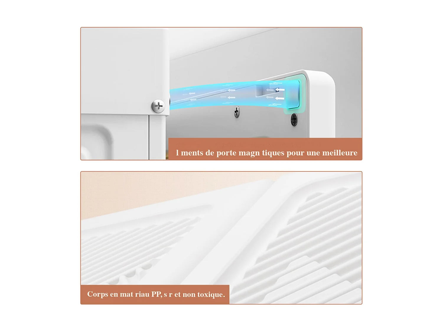 Casier gain de place, 6 compartiments, 69*136cm, Matériau PP,blanc