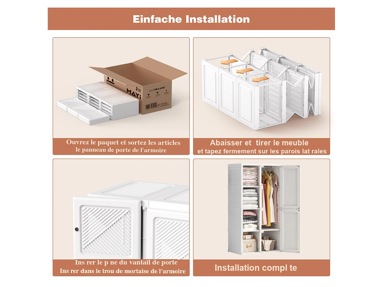 Casier gain de place, 6 compartiments, 69*136cm, Matériau PP,blanc