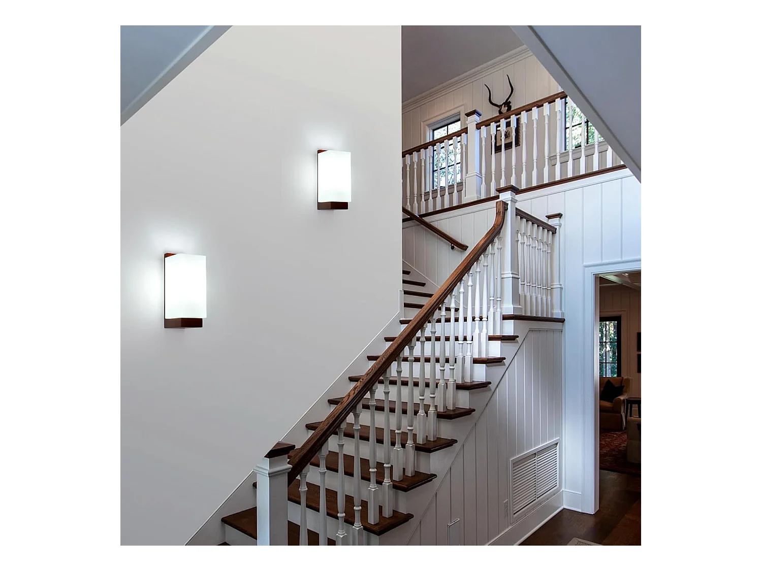 Applique Murale Intérieure Bois, Vintage E27 Lampe Murale Design Minimaliste, Abat-jour en Verre Applique Murale pour Chambre, Salon, Salle à Manger, Couloir, Café